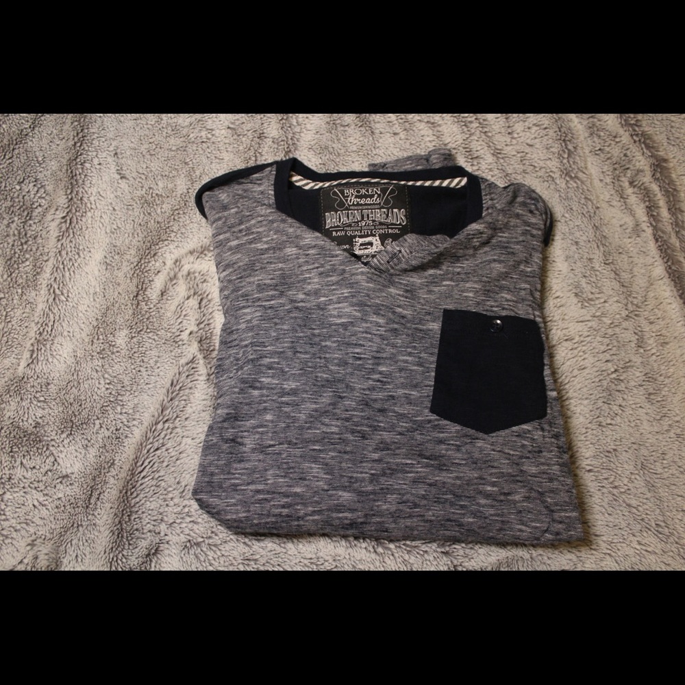 Blue and white Henley shirt
